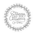 Merry Christmas lettering. Black and white